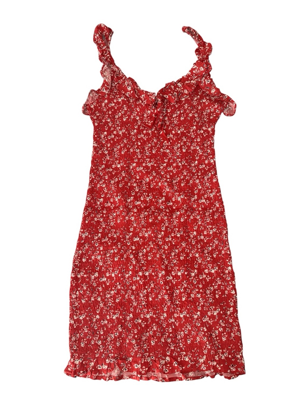 Japna Red Floral Ruffle Dress